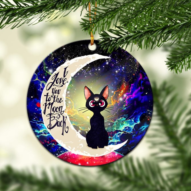 Sailor Moon Cat Love You To The Moon Galaxy Ceramic Circle Ornament Perfect Gift For Christmas Holiday