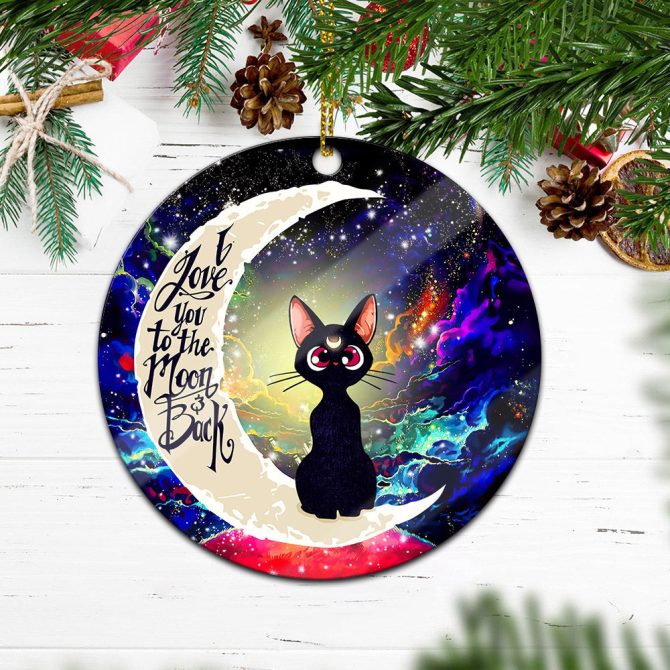 Sailor Moon Cat Love You To The Moon Galaxy Ceramic Circle Ornament Perfect Gift For Christmas Holiday - Image 2