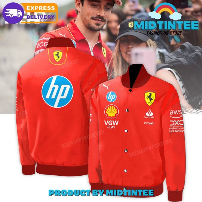 Ferrari Racing Team Jacket - Official Red Bomber With Sponsor Logos, Fast Shipping