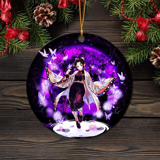 Shinobu Demon Slayer Moonlight Ceramic Circle Ornament Perfect Gift For Christmas Holiday - Image 2
