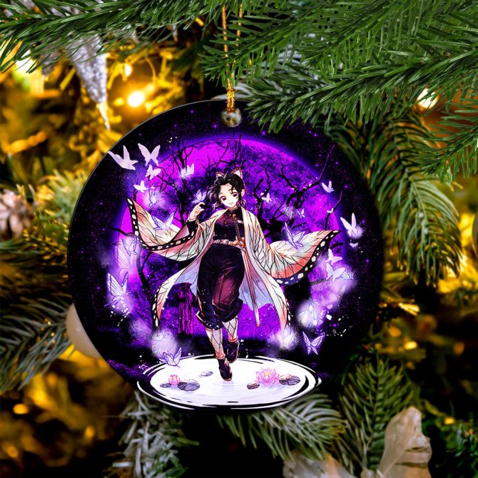 Shinobu Demon Slayer Moonlight Ceramic Circle Ornament Perfect Gift For Christmas Holiday