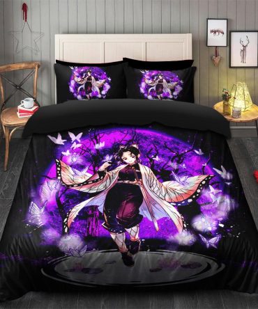 Kimetsu No Yaiba Kochou Shinobu Moonlight Bedding Set Duvet Cover And 2 Pillowcases