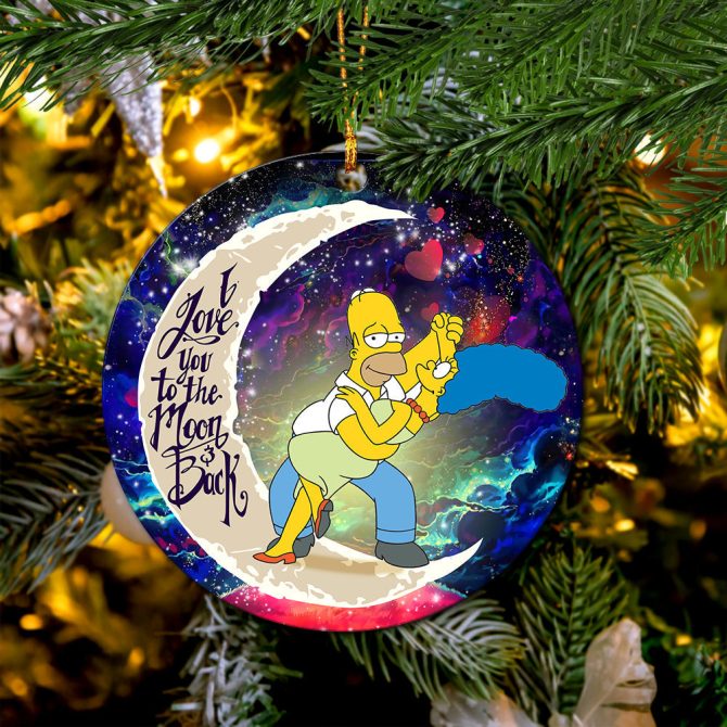 Simpsons Family Love You To The Moon Galaxy Ceramic Circle Ornament Perfect Gift For Christmas Holiday - Image 2
