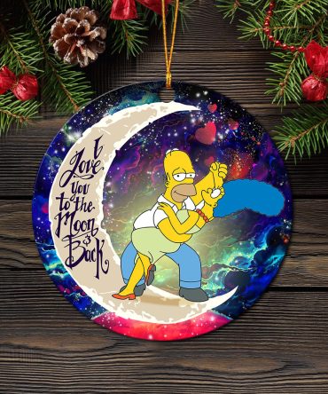 Simpsons Family Love You To The Moon Galaxy Ceramic Circle Ornament Perfect Gift For Christmas Holiday