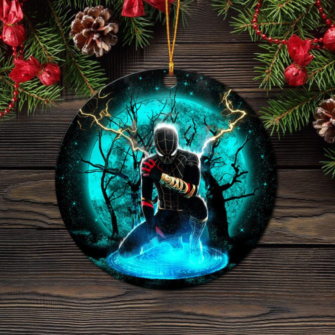 Spider Man Black Suit No Way Home Moonlight Ceramic Circle Ornament Perfect Gift For Christmas Holiday - Image 2