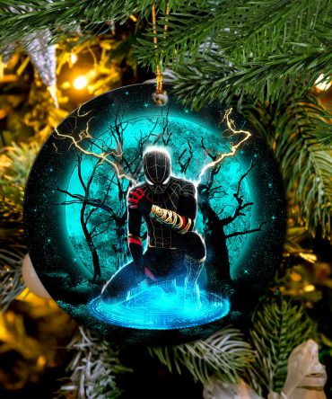 Spider Man Black Suit No Way Home Moonlight Ceramic Circle Ornament Perfect Gift For Christmas Holiday