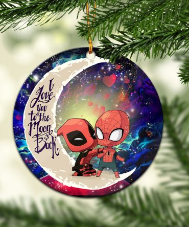 Spiderman And Deadpool Couple Love You To The Moon Galaxy Ceramic Circle Ornament Perfect Gift For Christmas Holiday