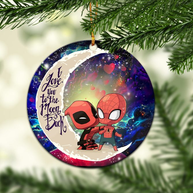Spiderman And Deadpool Couple Love You To The Moon Galaxy Ceramic Circle Ornament Perfect Gift For Christmas Holiday