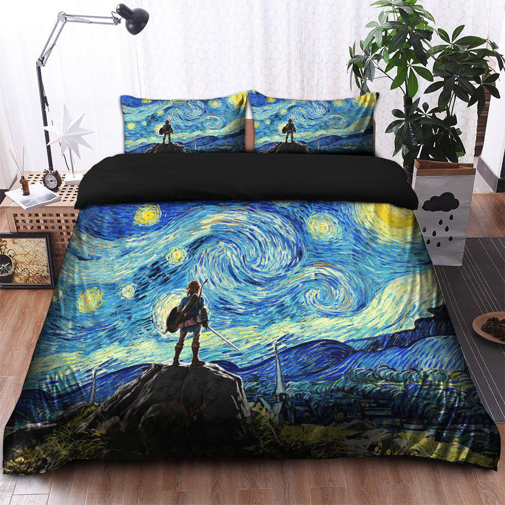Starry Night The Legend Of Zelda Bedding Set Duvet Cover And 2 Pillowcases - Image 2
