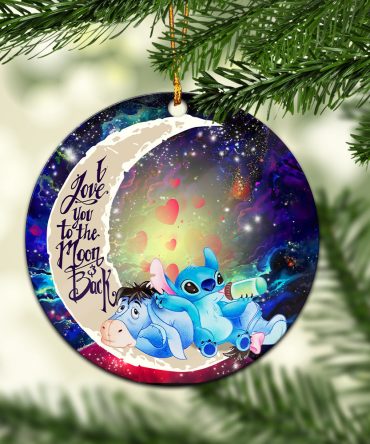 Stitch And Eeyore Couple Love You To The Moon Galaxy Ceramic Circle Ornament Perfect Gift For Christmas Holiday