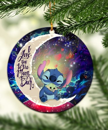 Stitch Hold Baby Yoda Love You To The Moon Galaxy Ceramic Circle Ornament Perfect Gift For Christmas Holiday