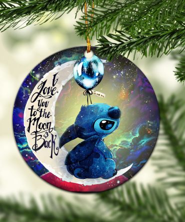 Stitch Love You To The Moon Galaxy Ceramic Circle Ornament Perfect Gift For Christmas Holiday