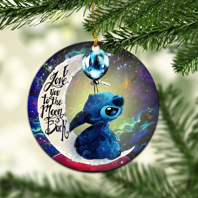 Stitch Love You To The Moon Galaxy Ceramic Circle Ornament Perfect Gift For Christmas Holiday