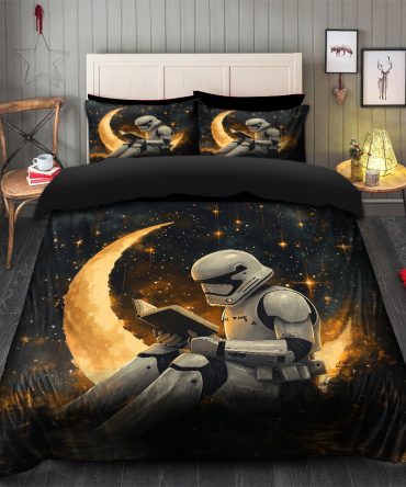 Stormtrooper Reading On A Crescent Moon Bedding Set Duvet Cover And 2 Pillowcases