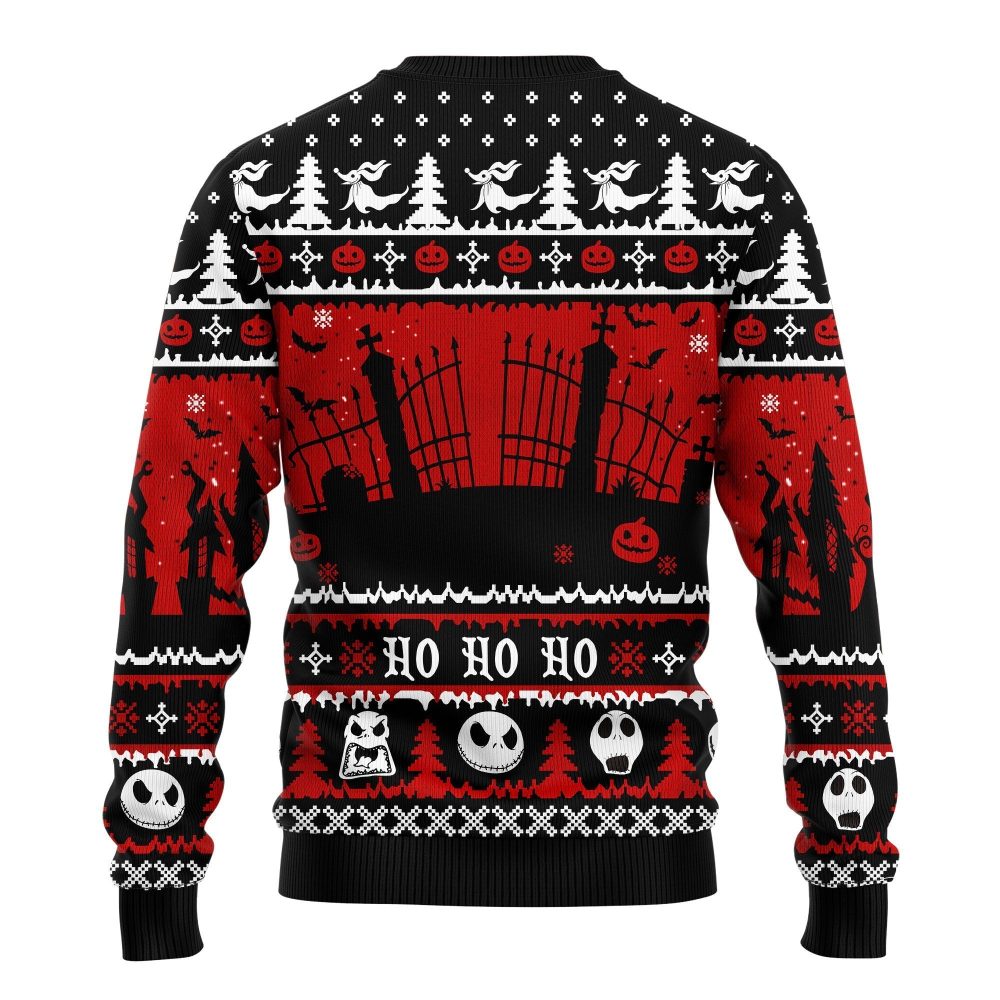 Festive Nightmare Before Christmas Sweater - Cozy Holiday Knitwear With Jack Skellington Design - Image 4