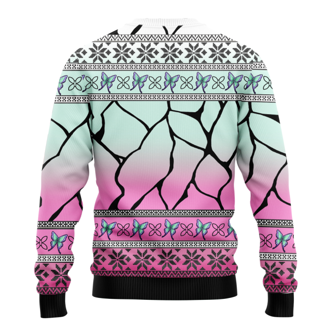 Colorful Butterfly Pattern Sweater - Cozy Unisex Knitwear For Winter Fashion Lovers - Image 2