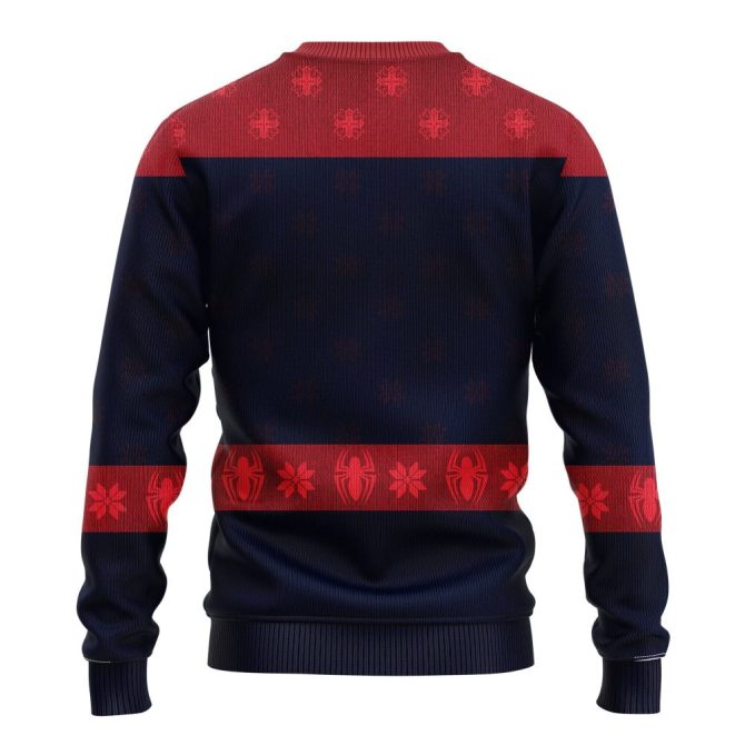 Cozy Red Spider-Themed Holiday Sweater - Perfect Festive Gift For Fans - Image 2