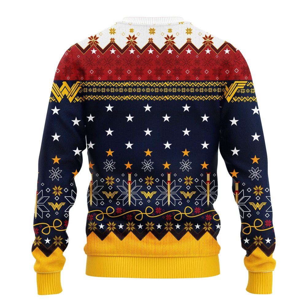 Festive Wonder Woman Ugly Christmas Ugly Christmas Sweater - Cozy Holiday Knitwear For Fans - Image 2