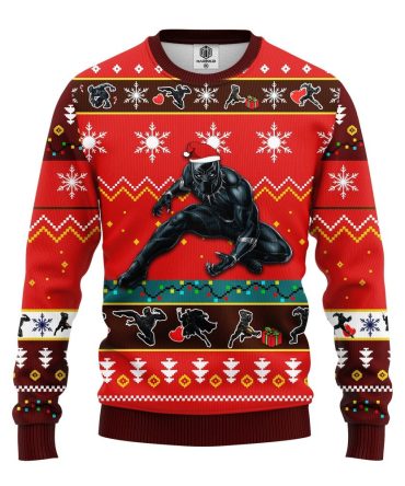 Black Panther Ugly Christmas Sweater Red Brown 1 Amazing Gift Idea Thanksgiving Gift