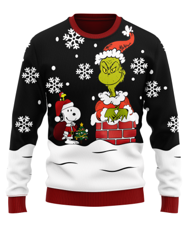 Festive Grinch & Snoopy Christmas Sweater ? Cozy Holiday Style With Snowflakes