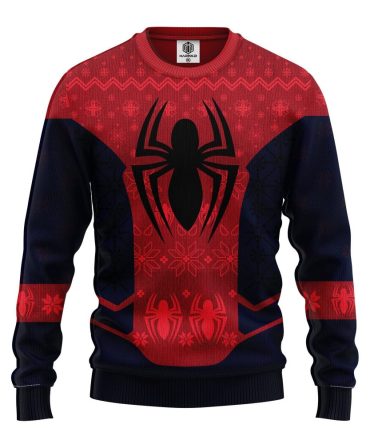 Cozy Red Spider-Themed Holiday Sweater - Perfect Festive Gift For Fans