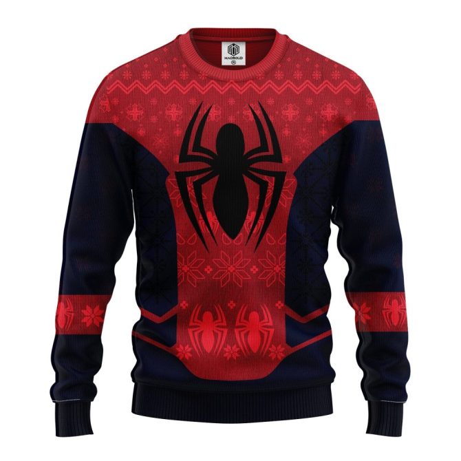 Cozy Red Spider-Themed Holiday Sweater - Perfect Festive Gift For Fans