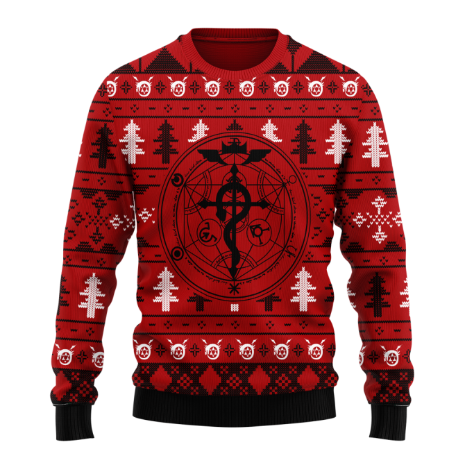 Cozy Red Alchemy Christmas Sweater – Unique Festive Holiday Knit For Fans - Image 3