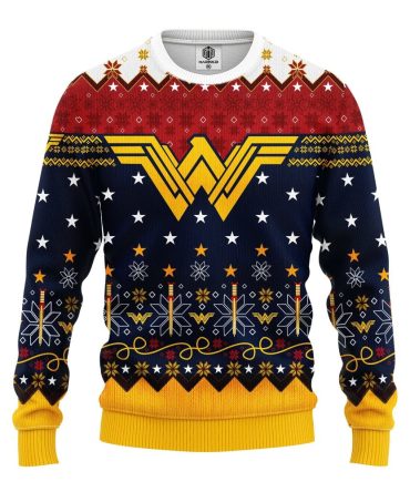 Festive Wonder Woman Ugly Christmas Ugly Christmas Sweater - Cozy Holiday Knitwear For Fans