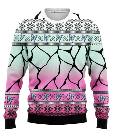 Colorful Butterfly Pattern Sweater - Cozy Unisex Knitwear For Winter Fashion Lovers