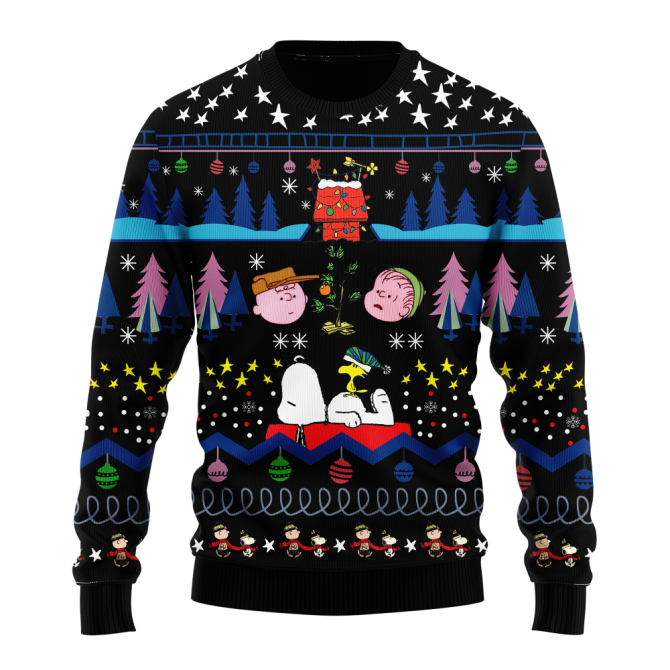 Black Snoopy Ugly Christmas Sweater Xmas Gift - Image 3