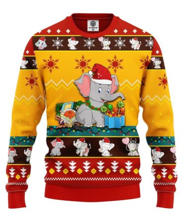 Baby Elephant Ugly Christmas Sweater Yellow Red 1 Amazing Gift Idea Thanksgiving Gift