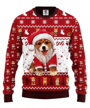 Corgi Santa Ugly Christmas Sweater - Festive Holiday Dog Knit Pullover