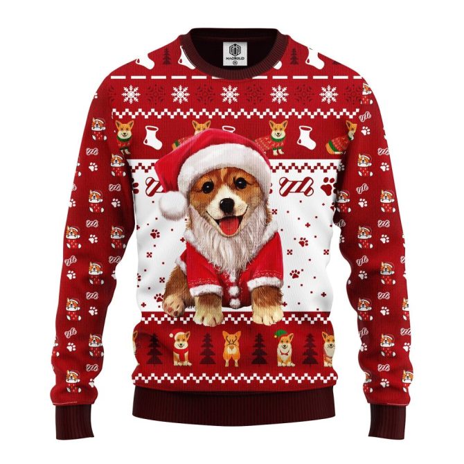 Corgi Santa Ugly Christmas Sweater - Festive Holiday Dog Knit Pullover