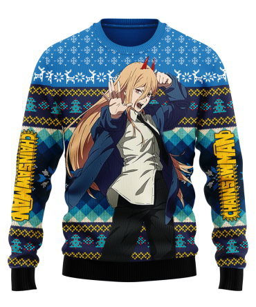 Chainsaw Man Ugly Christmas Sweater - Festive Anime Fan Apparel Gift