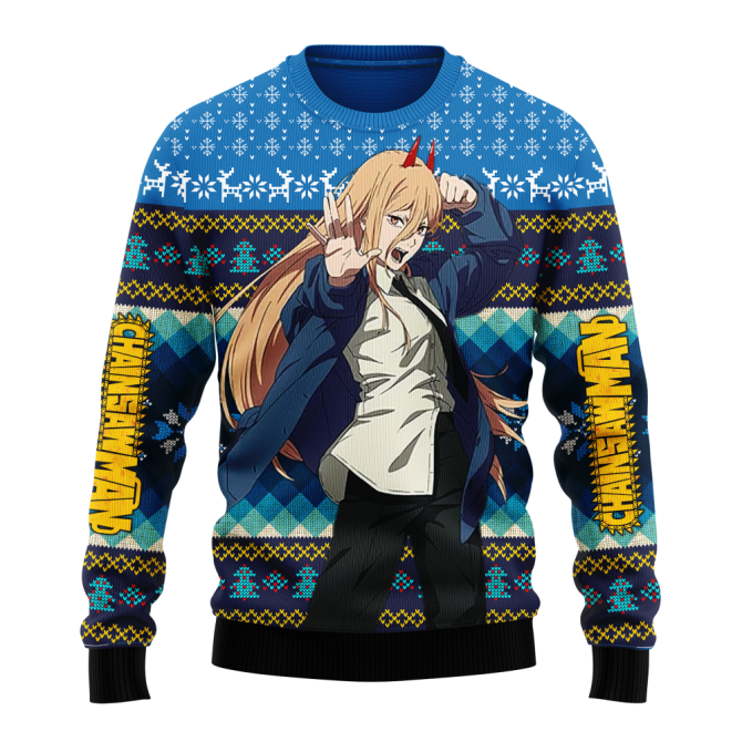 Chainsaw Man Ugly Christmas Sweater - Festive Anime Fan Apparel Gift
