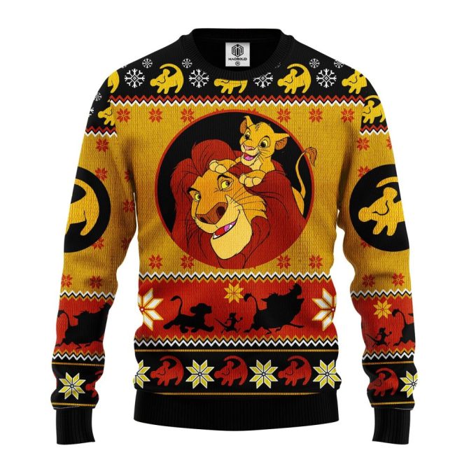 Cozy Lion King Holiday Sweater – Iconic Simba & Mufasa Design, Perfect Gift For Fans! - Image 3