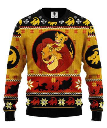 Cozy Lion King Holiday Sweater – Iconic Simba & Mufasa Design, Perfect Gift For Fans!