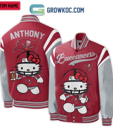 Custom Hello Kitty Buccaneers Varsity Jacket - Personalized Sports Fan Gift