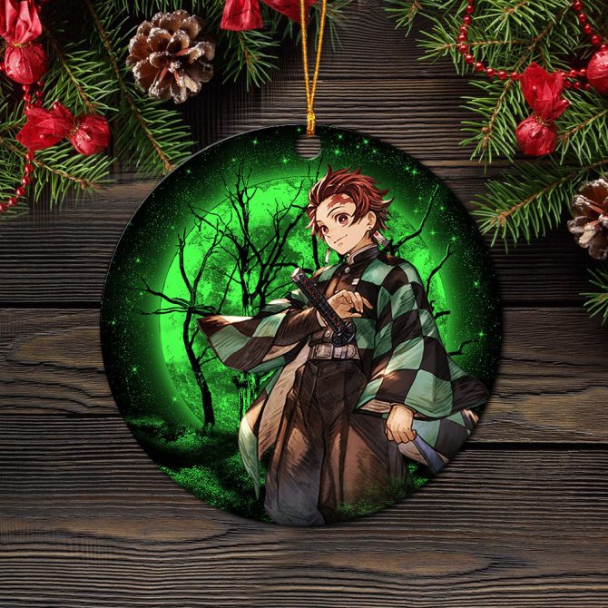 Tanjiro Moonlight Ceramic Circle Ornament Perfect Gift For Christmas Holiday - Image 2