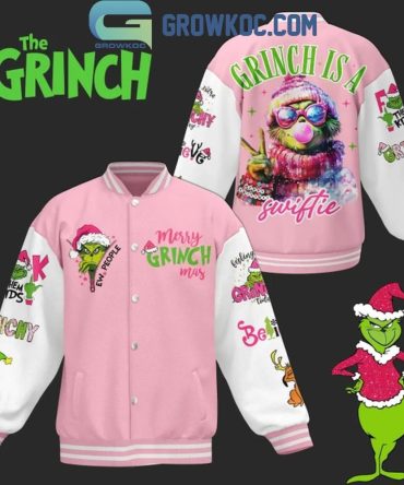 Pink Grinch Holiday Varsity Jacket – Festive Christmas Swag For Grinch Fans