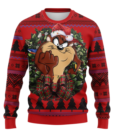 Festive Taz Christmas Sweater ? Fun Cartoon Holiday Knit Pullover For Men & Women