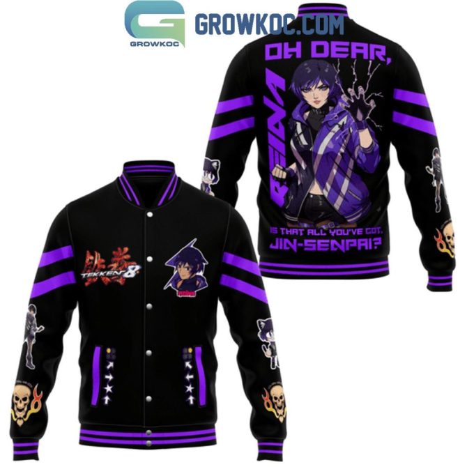 Anime Varsity Jacket - Purple & Black Tekken 8 Design, Unisex Streetwear