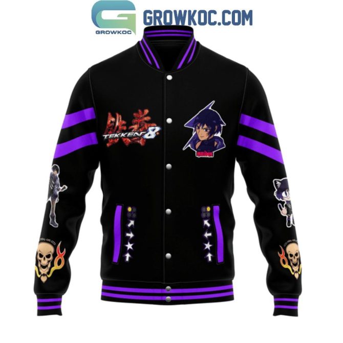 Anime Varsity Jacket - Purple & Black Tekken 8 Design, Unisex Streetwear - Image 2