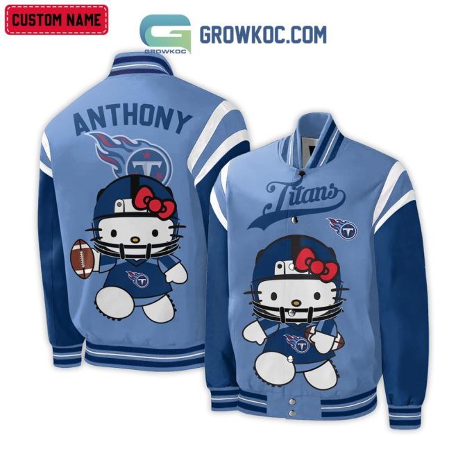 Custom Hello Kitty Titans Varsity Jacket - Personalized Name, Cute & Sporty Design For Fans