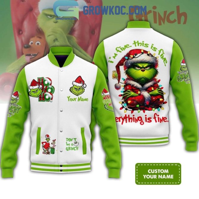 Custom Grinch Christmas Varsity Jacket - Personalized Holiday Gift, Festive Design, Unique Style