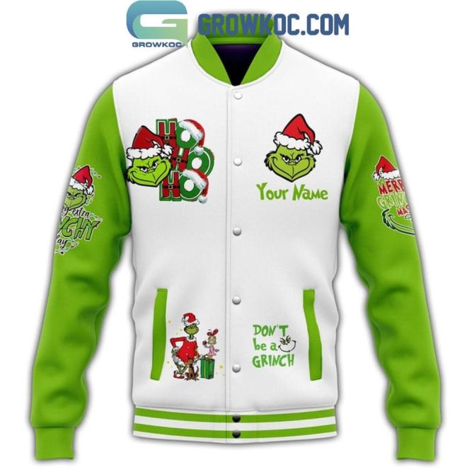 Custom Grinch Christmas Varsity Jacket - Personalized Holiday Gift, Festive Design, Unique Style - Image 2