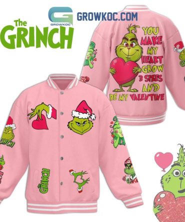 Grinch Valentine'S Pink Varsity Jacket - Cute Heart Design, Perfect Gift Apparel!