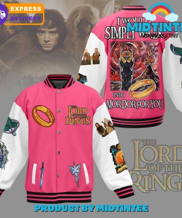 Exclusive Lord Of The Rings Varsity Jacket - Unisex Pink Bomber With Iconic Designs - Fast Delivery