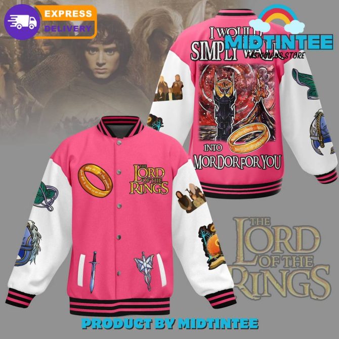 Exclusive Lord Of The Rings Varsity Jacket - Unisex Pink Bomber With Iconic Designs - Fast Delivery