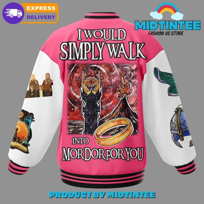 Exclusive Lord Of The Rings Varsity Jacket - Unisex Pink Bomber With Iconic Designs - Fast Delivery - Image 3